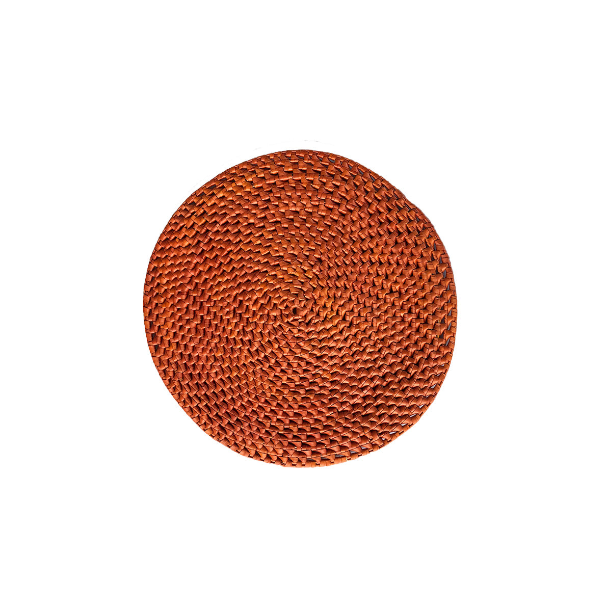 Handcrafted Palmyrah Round Placemat - Orange
