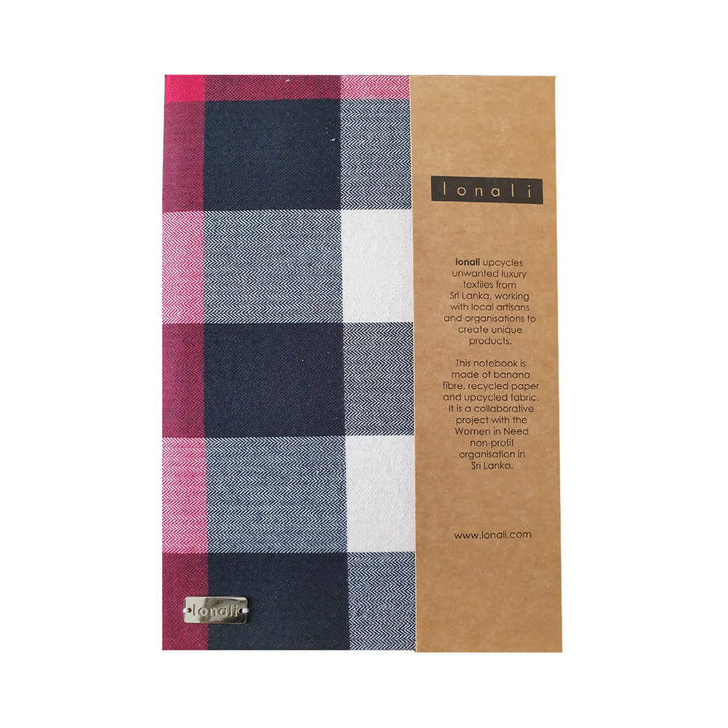 Lonali Upcycled Notebook - Red Black Check