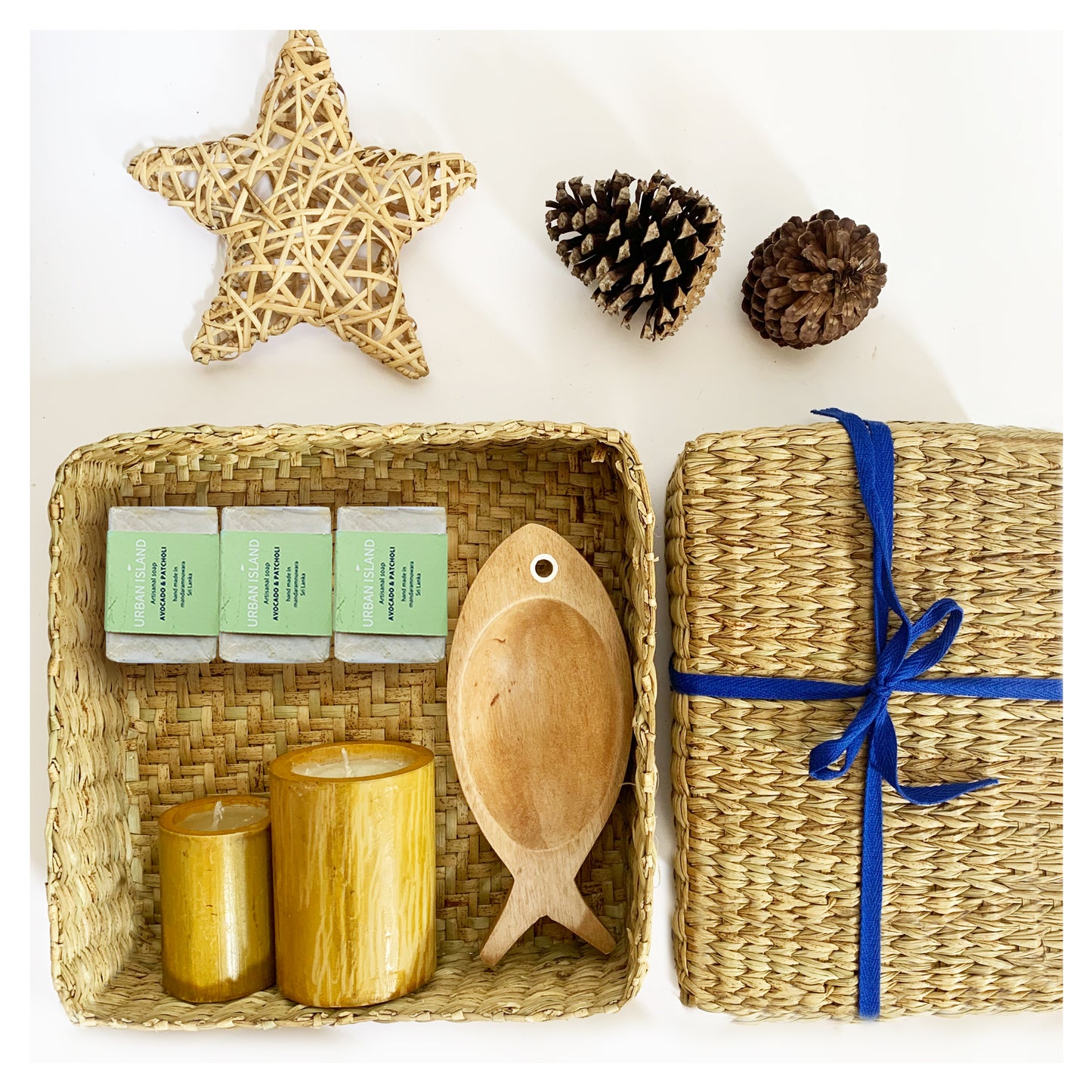 Complete Wellness Gift- 6 hand made soaps , Wooden fish, bamboo and Avocado Soaps