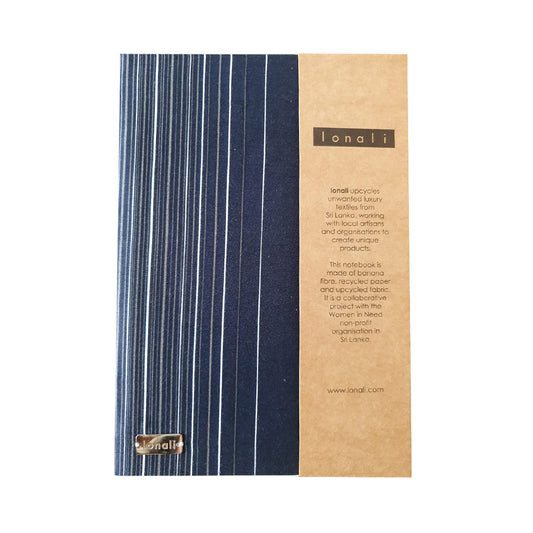 Lonali Upcycled Notebook - Navy Blue Stripes