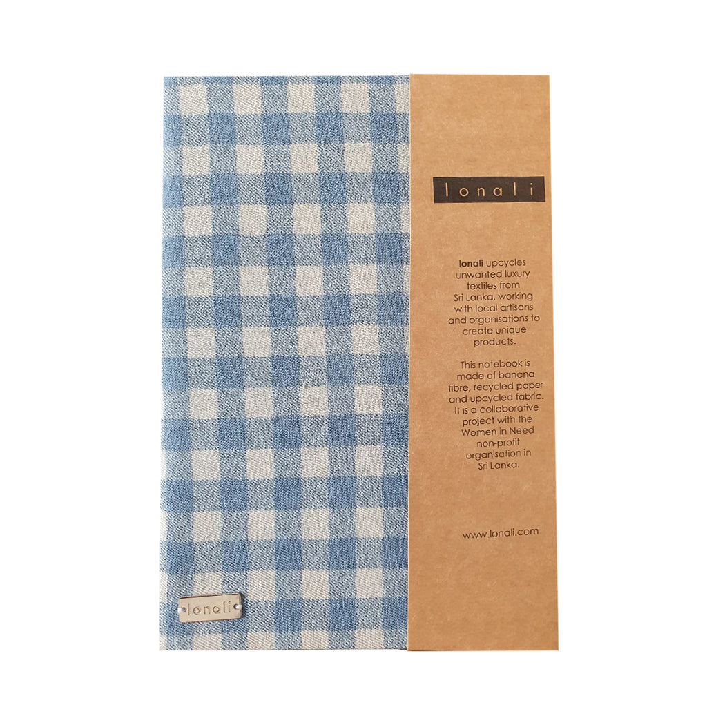Lonali Upcycled Notebook - Blue Checks