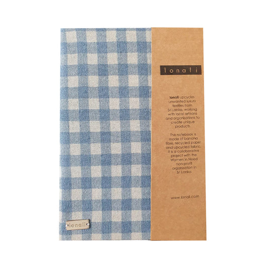 Lonali Upcycled Notebook - Blue Checks
