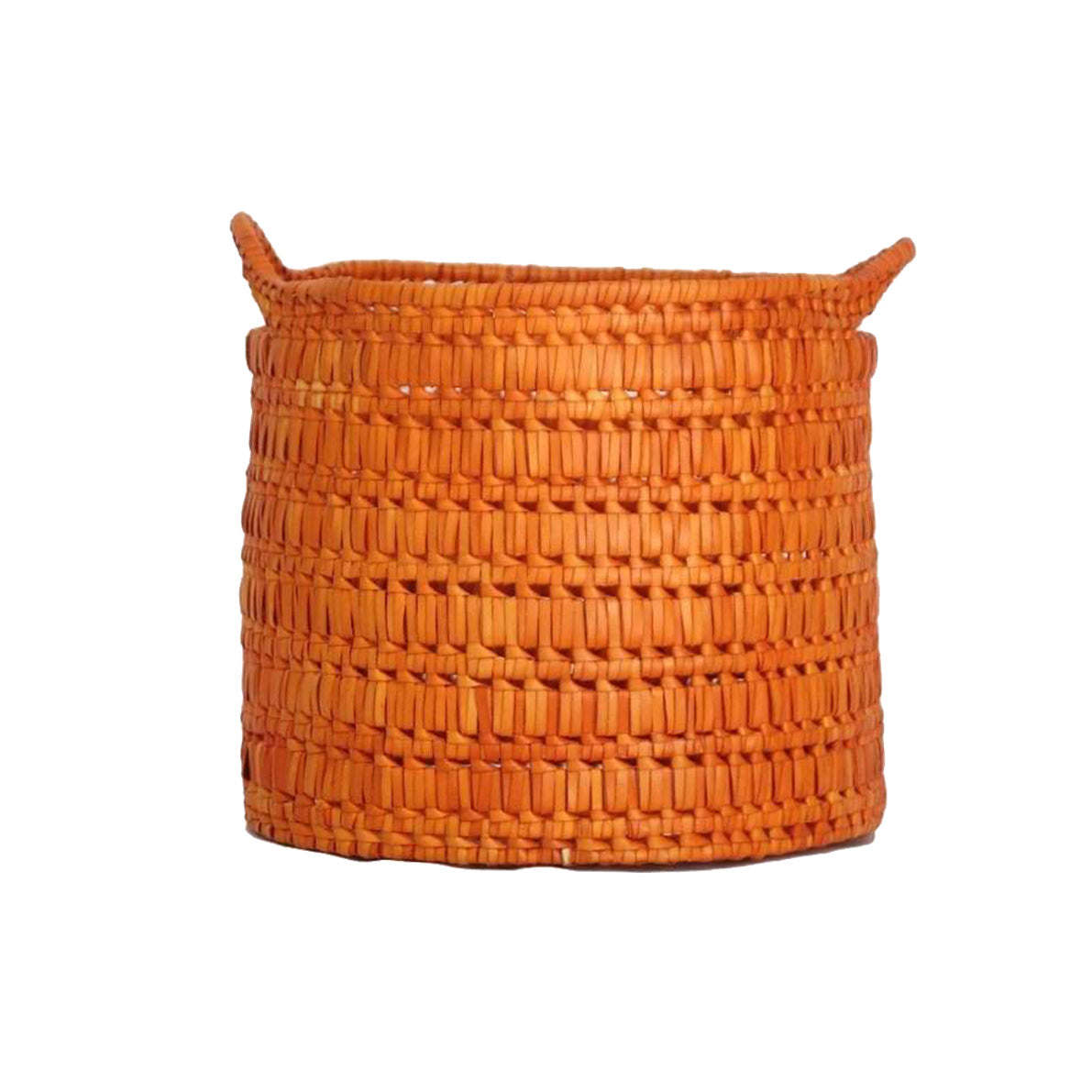 Handcrafted Palmyrah Basket with Handle - Orange
