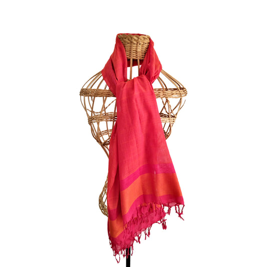 Artisan handloom motai shawl fusia