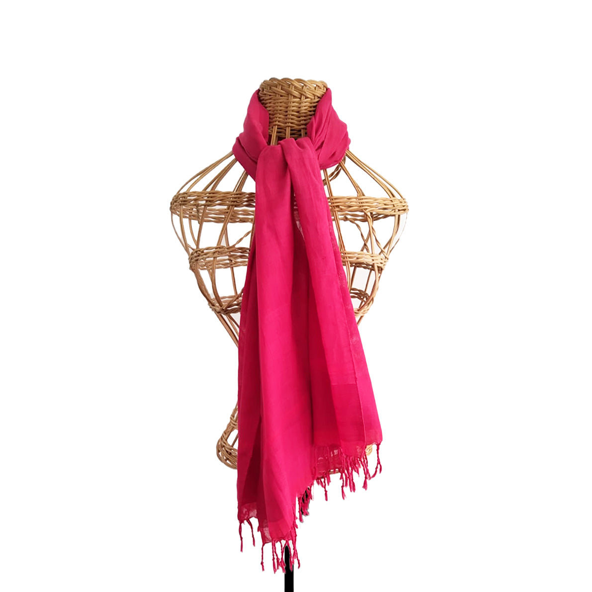 Handwoven motai shawl fusia red
