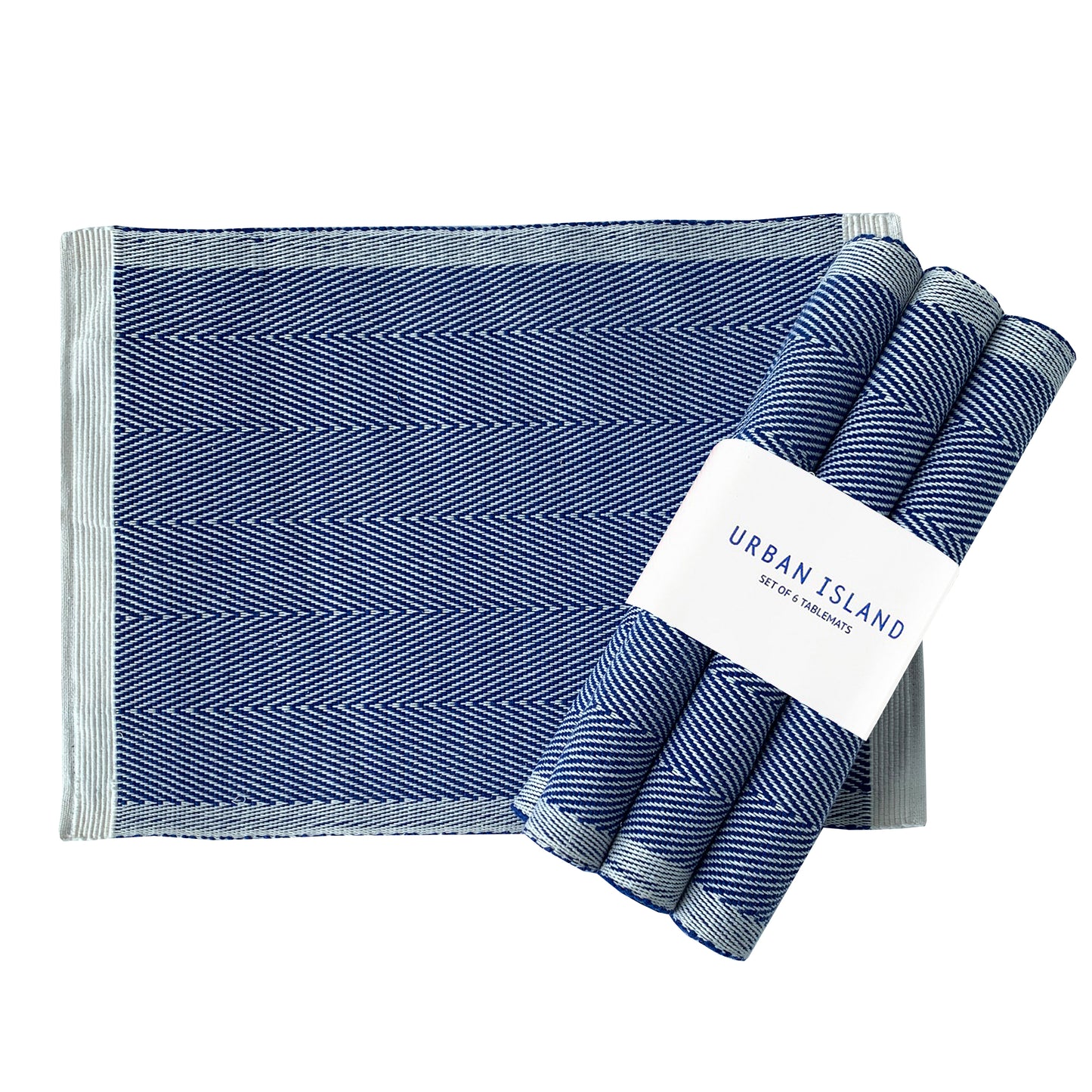 Handwoven Placemat Herring Waves - Single - Blue