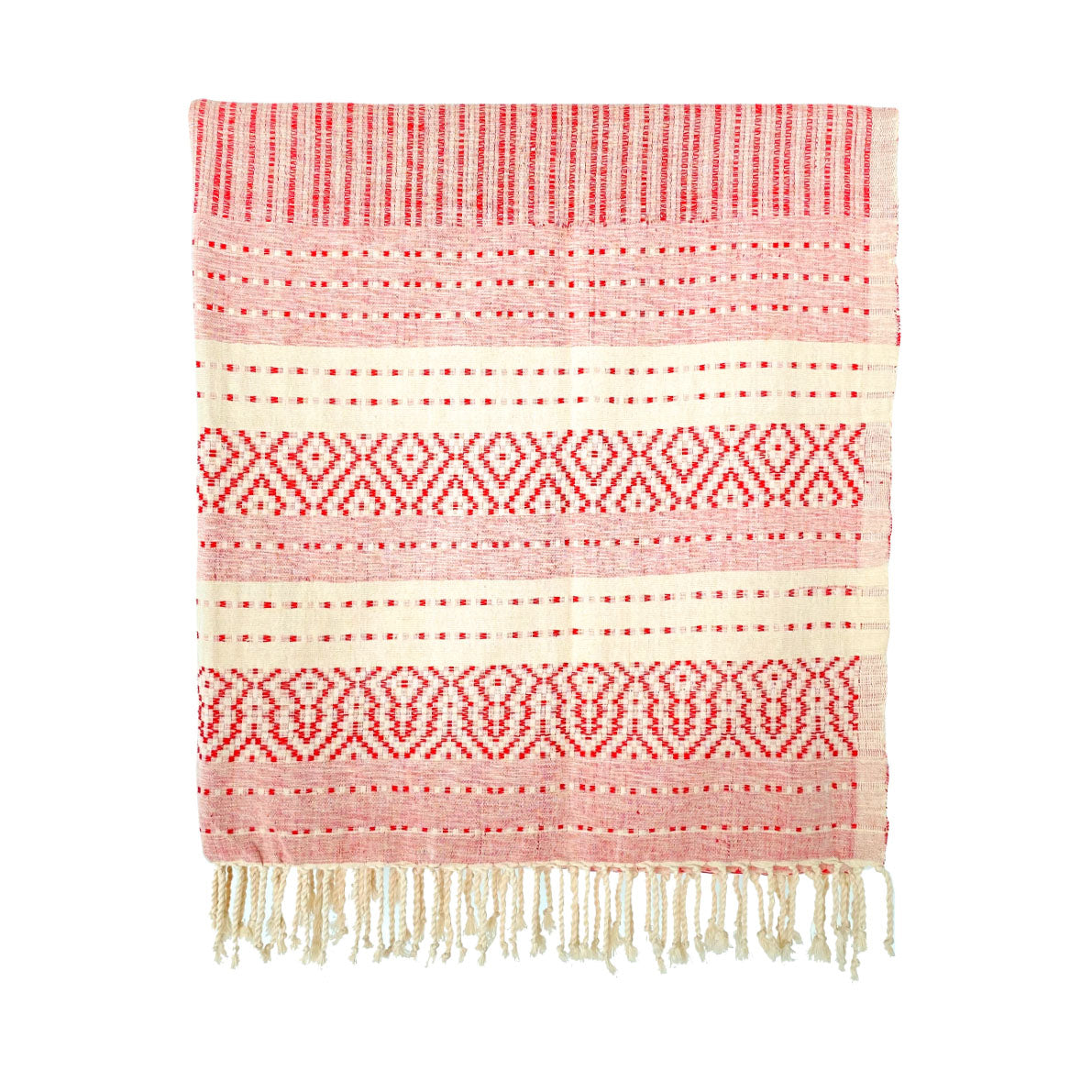 Handwoven Knuckles Throw – Raw with Red